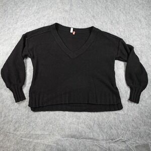 Pilcro Sweater Women Small‎ Black VNeck Long Sleeve Ribbed Trim Chunky Knit